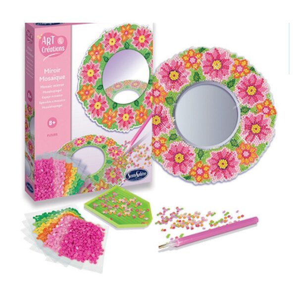 Miroir mosaique fleurs a diamanter -