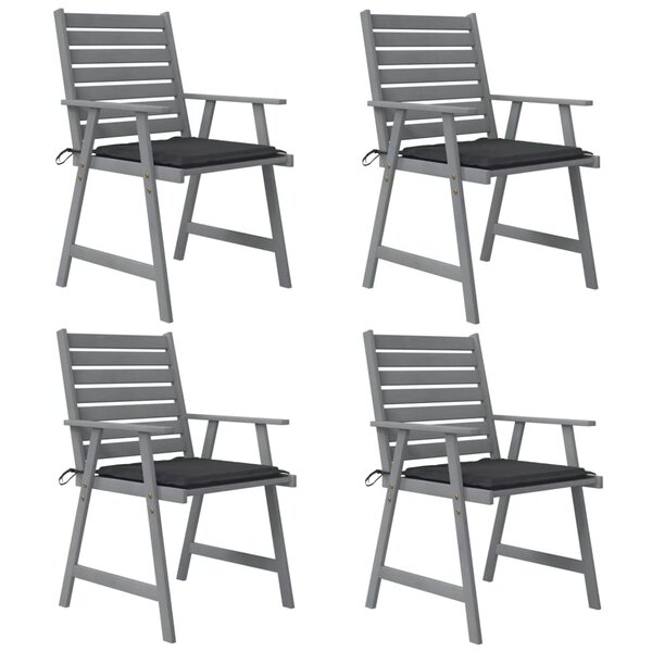 vidaXL Chaises à manger d'extérieur et coussins lot de 4 Acacia massif