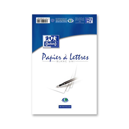 Papier lettres - 14.8 x 21 cm a5 - blanc uni - oxford