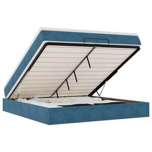 VidaXL Cadre de lit ottoman avec matelas bleu foncé 180x200 cm velours