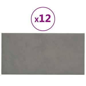 vidaXL Panneaux muraux 12 Pièces Gris clair 60x30 cm Velours 2 16 m²