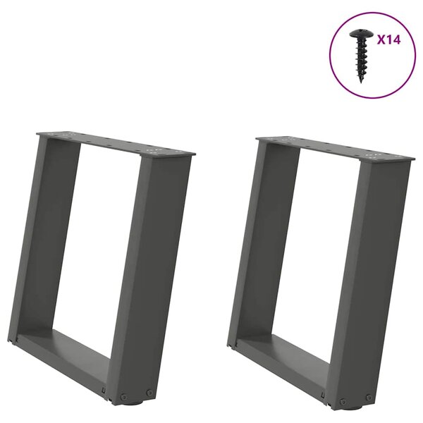 vidaXL Pieds de table basse en U  2 pièces  anthracite  50 x (42-43) cm  acier