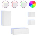 vidaXL Meuble TV muraux 4 Pièces avec lumières LED blanc