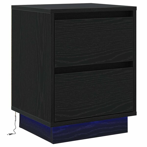 vidaXL Cabinet de chevet avec Noir 39 x 34.5 x 50 cm Bois d'ingénierie