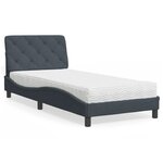 vidaXL Lit avec matelas gris foncé 90x190 cm velours