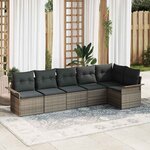 vidaXL Ensemble de canapé de jardin avec coussin 6 Pièces Gris Poly rotin