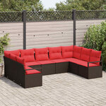 vidaXL Ensemble de Canapés avec coussin 9 Pièces Marron polyrotin