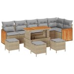 vidaXL Ensemble de canapé de jardin 10 Pièces Beige et gris clair
