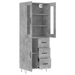vidaXL Buffet haut Gris béton 69 5x34x180 cm Bois d'ingénierie