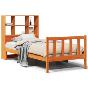 vidaXL Lit bibliothèque sans matelas cire marron 100x200 cm pin massif