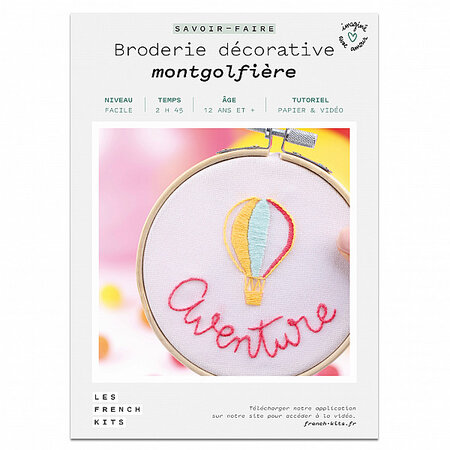 FRENCH KITS-French'Kits - Broderie décorative - Montgolfière-Kit créatif fabriqué avec amour en France