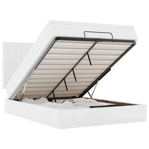 VidaXL Cadre de lit ottoman avec matelas blanc 140x190 cm similicuir