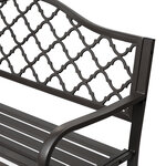 Banc 3 places de jardin terrasse style rural chic 128L x 60l x 89H cm métal époxy anticorrosion fonte brun