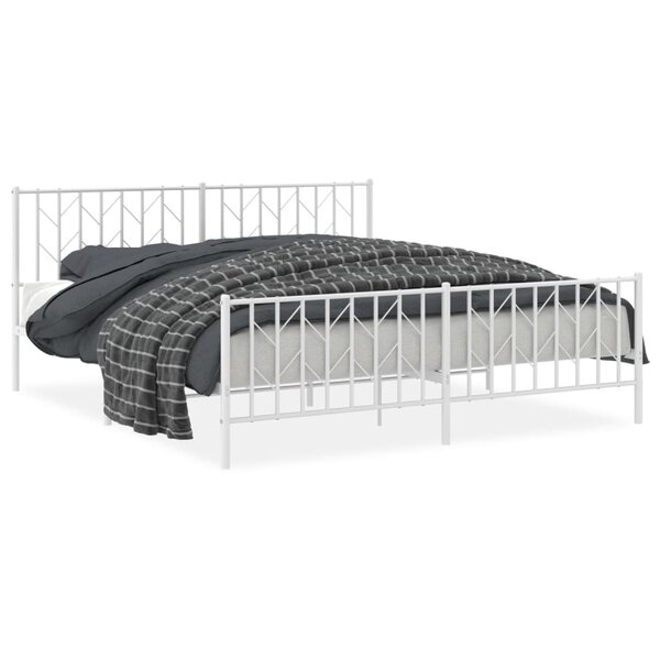 vidaXL Cadre de lit métal avec tête de lit/pied de lit blanc 183x213cm
