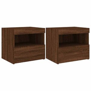 vidaXL Tables de chevet et lumières LED 2 Pièces chêne marron 50x40x45 cm