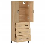 vidaXL Buffet haut Chêne sonoma 69 5x34x180 cm Bois d'ingénierie