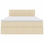 vidaXL Lit de rangement LED avec matelas Crème 140 x 190 cm Tissu
