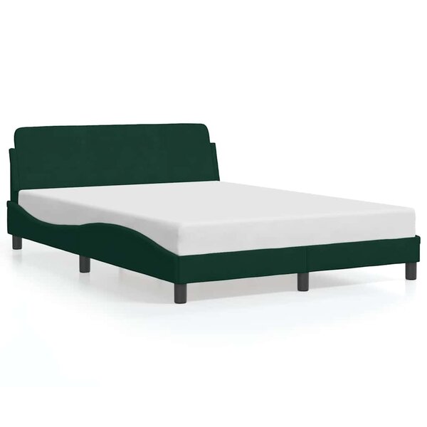 vidaXL Cadre de lit Dover vert foncé 140x190 cm velours