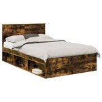 vidaXL Cadre de lit Chêne fumé 135 x 190 cm Bois d'ingénierie