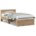 vidaXL Cadre de lit Chêne artisanal 100 x 200 cm Bois d'ingénierie