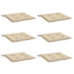 vidaXL Coussins de chaise jardin lot de 6 beige 40x40x4cm tissu oxford