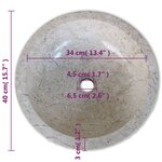 vidaXL Lavabo Marbre 40 cm Crème