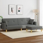 vidaXL Canapé-lit à 2 places avec repose-pied gris foncé tissu
