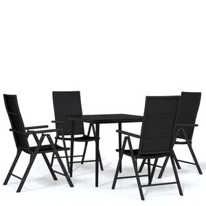 vidaXL Ensemble à manger de jardin 5 Pièces Noir