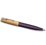 PARKER 51 Deluxe Bille  Corps Résine Prune + Capuchon plaqué or  Recharge noire pointe moyenne  Coffret cadeau