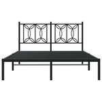 vidaXL Cadre de lit métal avec tête de lit noir 135x190 cm