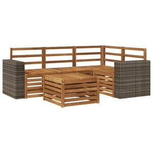vidaXL Ensemble de canapés d'extérieur 5 Pièces Naturel 59 x 59 x 37 cm