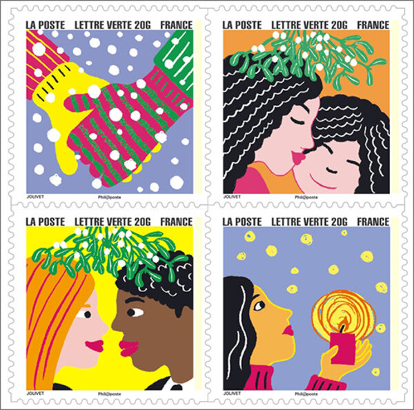 Carnet 12 Timbres Marianne L'engagée - Lettre Verte - Couverture Timbre Coeur 2023