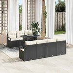 vidaXL Ensemble de canapé de jardin avec coussin 8 Pièces Noir et crème