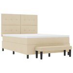 vidaXL Lit à ressorts avec matelas Crème 160 x 200 cm tissu