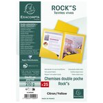Paquet 25 chemises Double Poche ROCK''S 210 double A4 ou A3 - 24x32cm Jaune citron x 10 EXACOMPTA