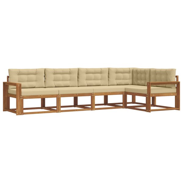 vidaXL Ensemble de canapés d'extérieur 5 pc Naturel et Beige