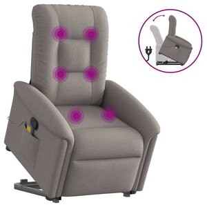 vidaXL Fauteuil inclinable de massage Taupe Tissu