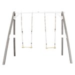 AXI Portique double 2 balancoires en bois Gris Blanc 160x254x207cm