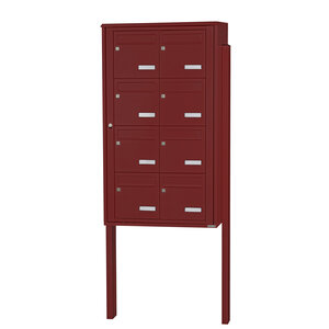 Bloc collectif Leabox  2x4  grade 3  simple face  Extérieur  fixation sur pieds à sceller  Rouge brun RAL 3011 finition brillante