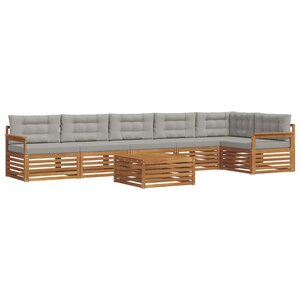 vidaXL Ensemble de canapés d'extérieur 7 Pièces Gris Naturel et Clair