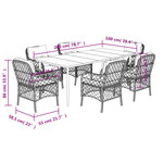 vidaXL Ensemble à manger de jardin et coussins 7 Pièces marron rotin
