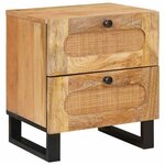 vidaXL Cabinet de chevet avec tiroir 2 Pièces Naturel 40 x 33 x 46 cm