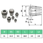 vidaXL Douilles de serrage ER11 13 Pièces Ensemble d'outils de tournage