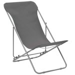 vidaXL Chaises de plage pliables lot de 2 Acier et tissu oxford Gris