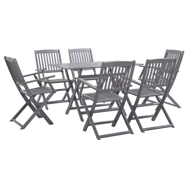 vidaXL Ensemble à manger de jardin 7 Pièces Bois d'acacia massif Gris