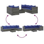 vidaXL Salon de jardin 6 Pièces avec coussins Gris Résine tressée