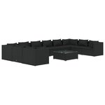 vidaXL Salon de jardin 11 Pièces avec coussins Résine tressée Noir
