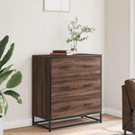vidaXL Buffet chêne marron 68x35x76 cm bois d'ingénierie et métal