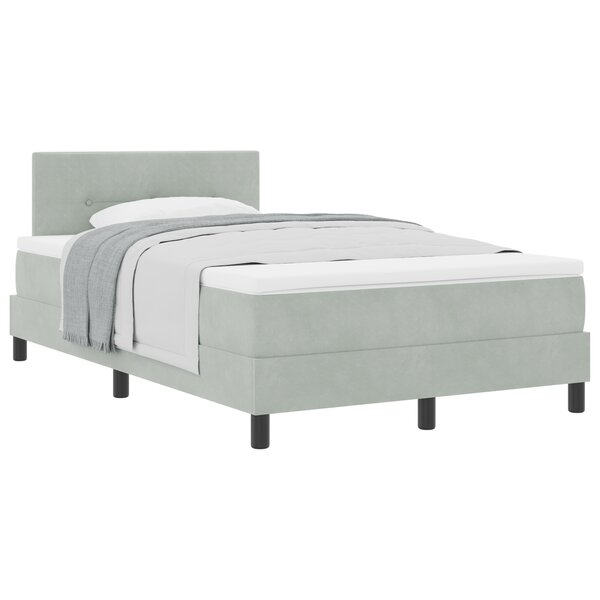 Lit à ressort vidaXL avec matelas Gris clair 120x200 cm Velours