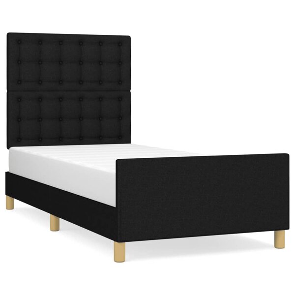 vidaXL Cadre de lit sans matelas avec tête de lit noir 90x200 cm tissu